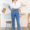Wide Jeans botões