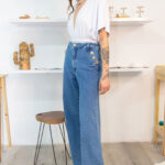 Wide Jeans botões